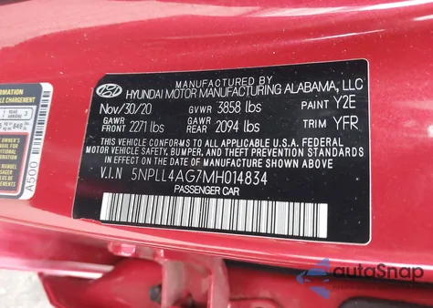 2021 Hyundai Elantra Se from USA, damaged, VIN 5NPLL4AG7MH014834